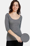 Zivame Thermal Pointelle Knit Poly Viscose Top - Anthra Melange — thumbnail 1